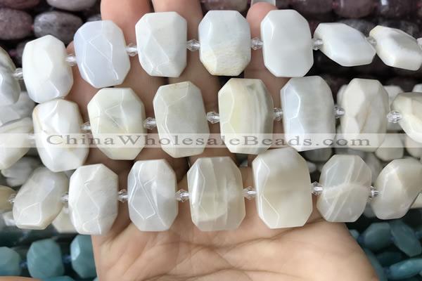 CNG7764 13*18mm - 15*25mm faceted freeform grey moonstone beads