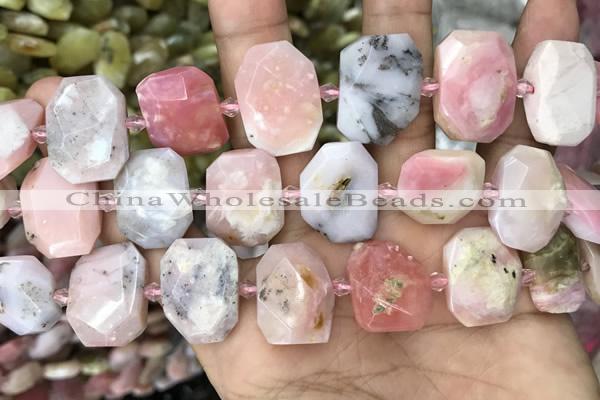 CNG7780 13*18mm - 15*25mm faceted freeform pink opal beads