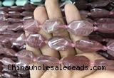 CNG7808 13*18mm - 18*25mm faceted freeform strawberry quartz beads