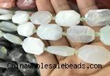 CNG7812 13*18mm - 18*25mm faceted freeform light prehnite beads