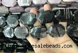 CNG7837 22*30mm - 25*35mm faceted freeform hypersthene beads