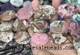 CNG7838 22*30mm - 25*35mm faceted freeform rhodochrosite beads