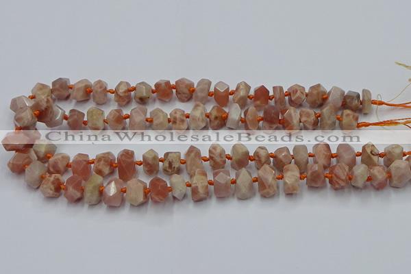 CNG7853 15.5 inches 6*10mm - 8*12mm faceted nuggets sunstone beads