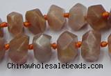 CNG7854 15.5 inches 6*10mm - 8*12mm faceted nuggets sunstone beads