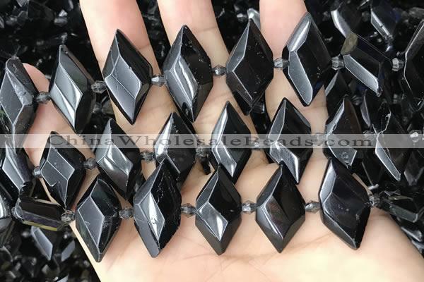 CNG7897 13*20mm - 15*25mm faceted freeform black tourmaline beads