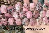 CNG7905 13*18mm - 15*25mm faceted freeform rhodochrosite beads