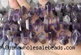 CNG7930 15.5 inches 8*22mm - 12*30mm faceted nuggets amethyst beads