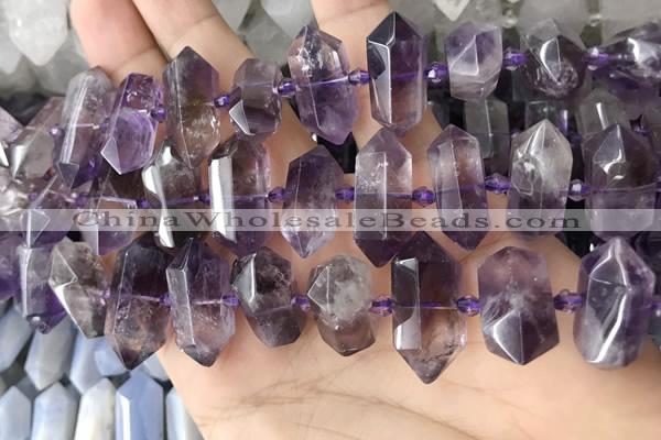 CNG7930 15.5 inches 8*22mm - 12*30mm faceted nuggets amethyst beads