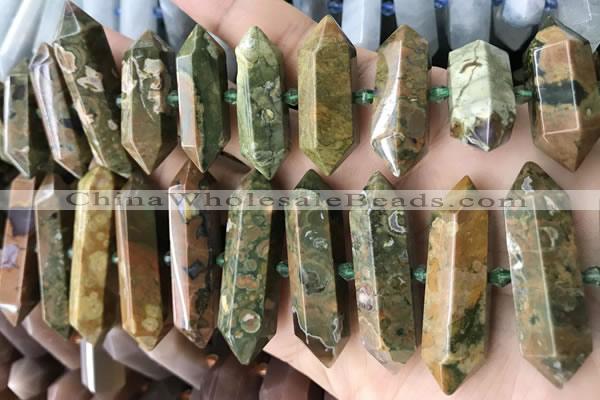 CNG7938 15.5 inches 10*22mm - 12*45mm faceted nuggets rhyolite beads