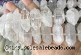 CNG7940 15*30mm - 17*30mm faceted nuggets white crystal beads