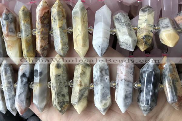 CNG7948 10*22mm - 12*45mm faceted nuggets crazy lace agate beads