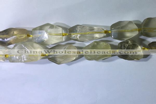 CNG7953 15.5 inches 15*25mm - 20*40mm nuggets lemon quartz beads