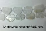 CNG7970 25*30mm - 35*45mm freeform white crystal slab beads