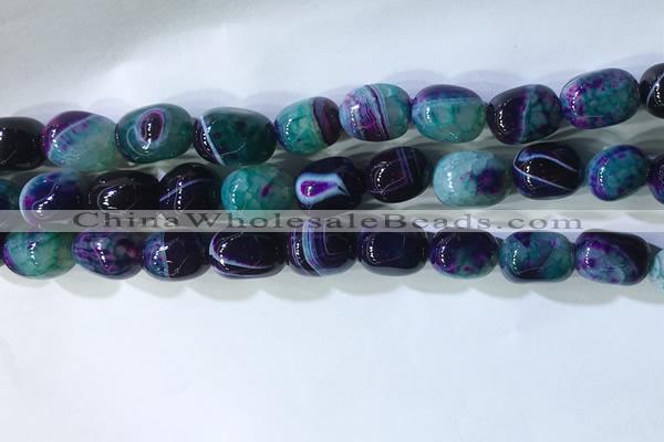 CNG8201 15.5 inches 10*14mm nuggets striped agate beads wholesale