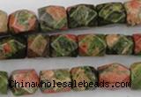 CNG821 15.5 inches 9*12mm faceted nuggets unakite gemstone beads