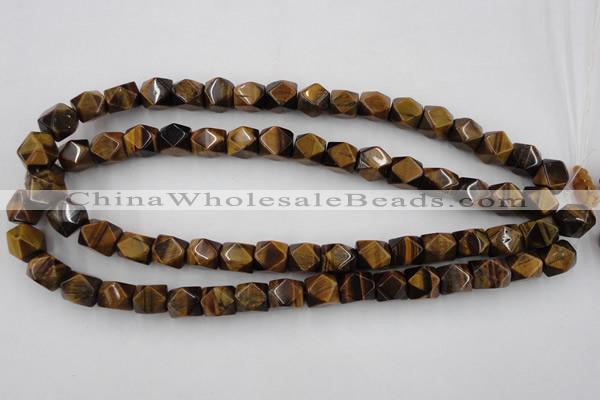 CNG826 15.5 inches 9*12mm faceted nuggets yellow tiger eye beads