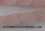 CNG833 15.5 inches 13*18mm faceted nuggets rose quartz beads