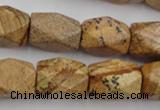 CNG842 15.5 inches 13*18mm faceted nuggets picture jasper beads