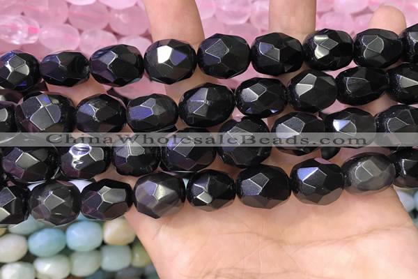 CNG8574 12*16mm - 15*20mm faceted nuggets black obsidian beads