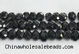 CNG8624 10*13mm - 12*16mm faceted freeform black agate beads