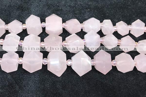 CNG8672 12*20mm - 20*33mm faceted nuggets rose quartz beads