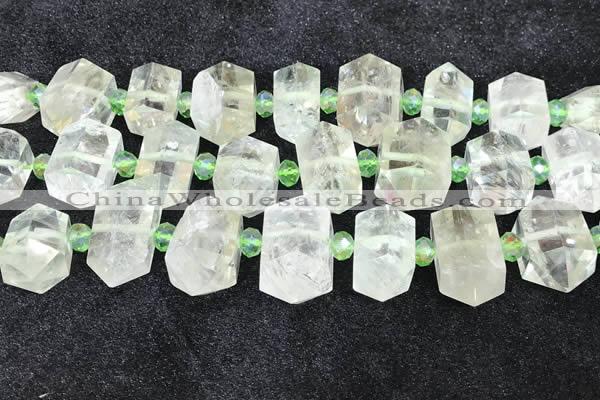 CNG8676 12*20mm - 20*33mm faceted nuggets green quartz beads