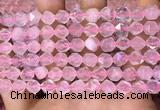 CNG8691 15.5 inches 8mm faceted nuggets rose quartz beads