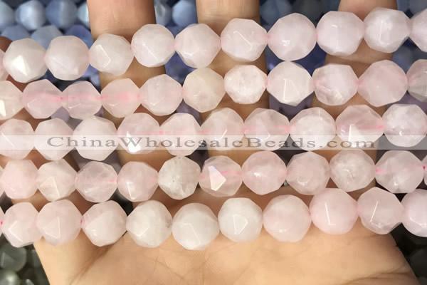 CNG8693 15.5 inches 10mm faceted nuggets rose quartz beads