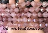 CNG8697 15.5 inches 10mm faceted nuggets strawberry quartz beads