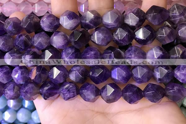 CNG8703 15.5 inches 12mm faceted nuggets amethyst gemstone beads