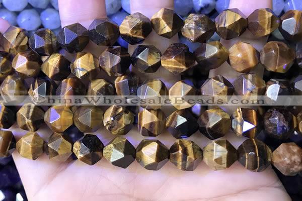 CNG8726 15.5 inches 10mm faceted nuggets yellow tiger eye beads