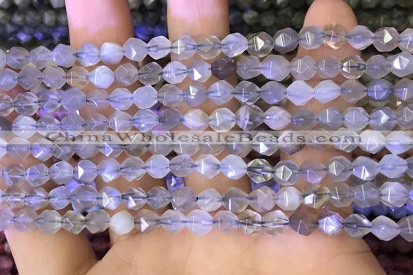CNG8746 15.5 inches 6mm faceted nuggets grey moonstone beads