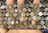 CNG8747 15.5 inches 8mm faceted nuggets grey moonstone beads