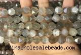 CNG8748 15.5 inches 10mm faceted nuggets grey moonstone beads