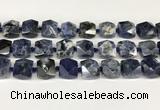 CNG8792 16*17mm - 18*19mm faceted nuggets sodalite  beads