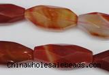 CNG880 15.5 inches 14*30mm faceted rice red agate nugget beads