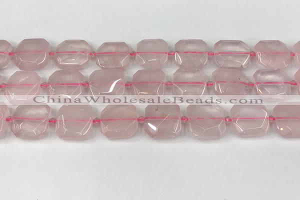 CNG8802 15.5 inches 16mm - 20mm faceted freeform rose quartz beads