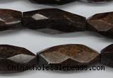CNG882 15.5 inches 14*32mm faceted rice bronzite nugget beads
