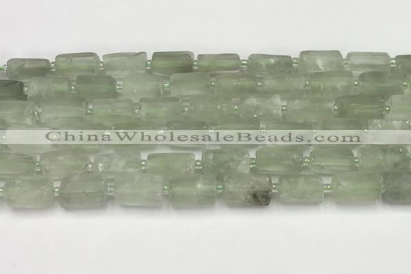 CNG8852 15.5 inches 8*12mm - 10*16mm nuggets matte green quartz beads