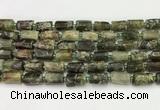 CNG8863 15.5 inches 8*12mm - 10*16mm nuggets matte green garnet beads