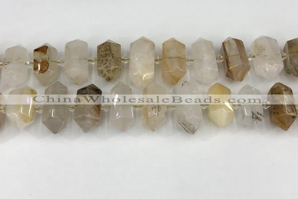 CNG8901 10*25mm - 14*30mm faceted nuggets scenic quartz beads