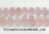 CNG8910 10*25mm - 15*30mm faceted nuggets rose quartz beads