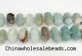 CNG8914 15.5 inches 10*25mm - 15*30mm faceted nuggets amazonite beads