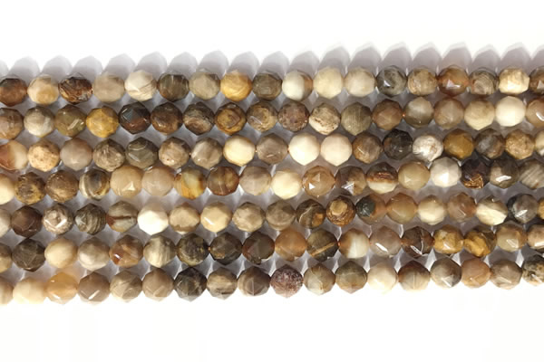 CNG9089 15.5 inches 6mm faceted nuggets coral jade gemstone beads