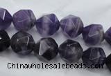 CNG930 15 inches 12mm faceted nuggets amethyst gemstone beads