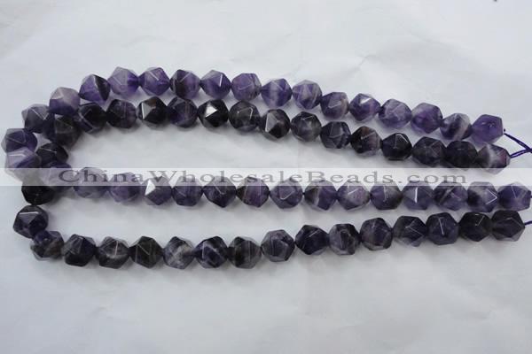 CNG931 15 inches 14mm faceted nuggets amethyst gemstone beads