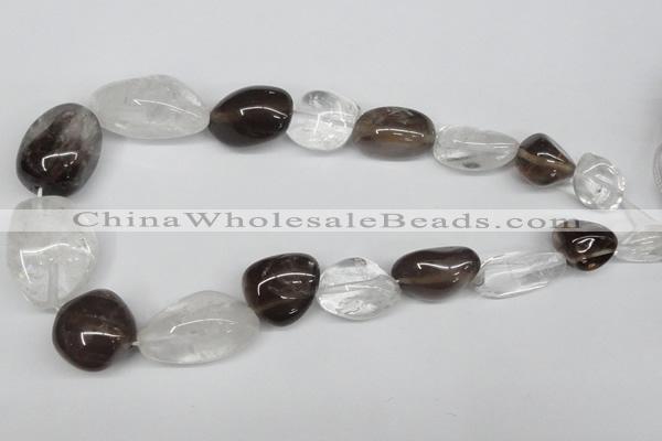 CNG95 12*14mm - 20*35mm nuggets smoky quartz & crystal gemstone beads