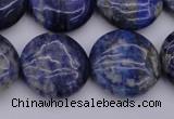 CNL1109 15.5 inches 18mm flat round lapis lazuli gemstone beads