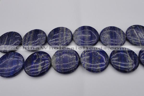 CNL1114 15.5 inches 40mm flat round lapis lazuli gemstone beads