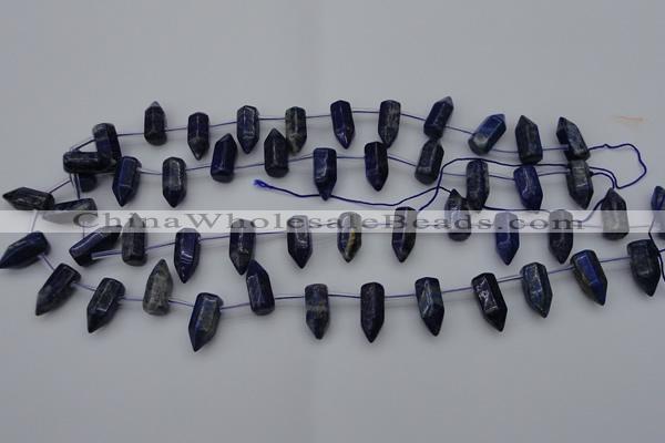 CNL1151 15.5 inches 7*17mm faceted cone lapis lazuli gemstone beads